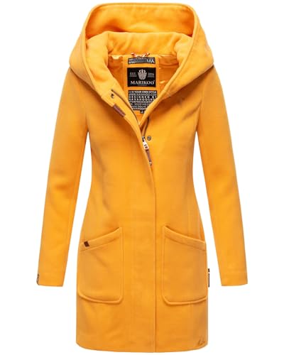 MARIKOO Damen Mantel Trenchcoat Wintermantel Übergangs Jacke Parka Lang B819 [B819-Maik-Gelb-Gr.S] von MARIKOO