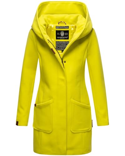 MARIKOO Damen Mantel Trenchcoat Wintermantel Übergangs Jacke Parka Lang B819 [B819-Maik-Lime-Green-Gr.XXL] von MARIKOO