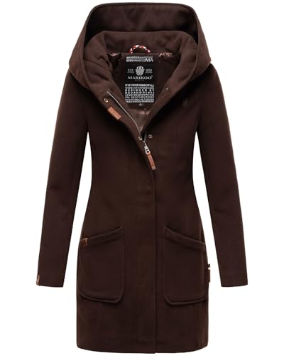 MARIKOO Damen Mantel Trenchcoat Wintermantel Übergangs Jacke Parka Lang B819 [B819-Maik-Schoko-Gr.XS] von MARIKOO