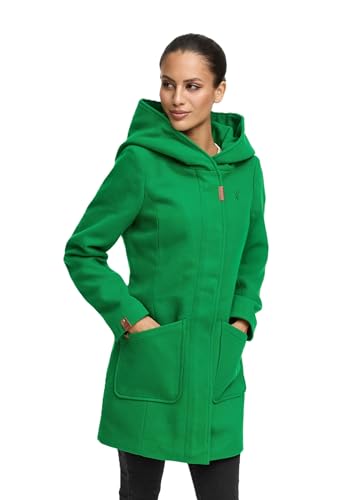 MARIKOO Damen Mantel Trenchcoat Wintermantel Übergangs Jacke Parka Lang B819 [B819-Maik-Smaragd-Green-Gr.M] von MARIKOO