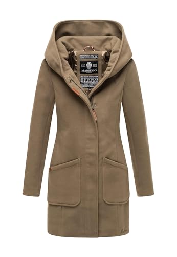 MARIKOO Damen Mantel Trenchcoat Wintermantel Übergangs Jacke Parka Lang B819 [B819-Maik-Stone-Brown-Gr.XXL] von MARIKOO
