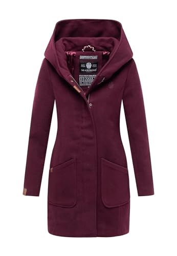 MARIKOO Damen Mantel Trenchcoat Wintermantel Übergangs Jacke Parka Lang B819 [B819-Maik-Wine-Gr.M] von MARIKOO