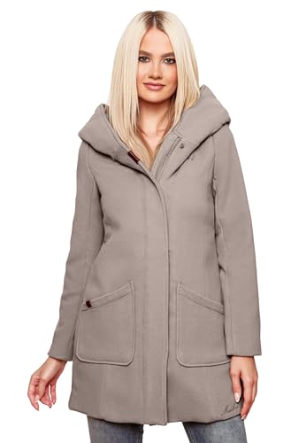 MARIKOO Damen Mantel Trenchcoat Wintermantel Übergangs Jacke Parka Lang B819 [B819-Maik-Zinc-Grey-Gr.S] von MARIKOO