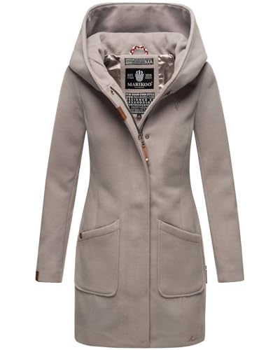 MARIKOO Damen Mantel Trenchcoat Wintermantel Übergangs Jacke Parka Lang B819 [B819-Maik-Zinc-Grey-Gr.XL] von MARIKOO