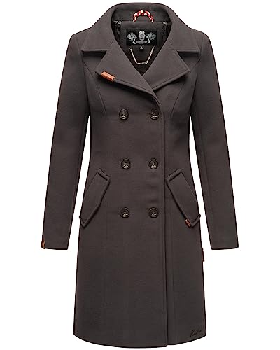 MARIKOO Damen Mantel Trenchcoat Wintermantel Übergangs Jacke Parka Lang B820 [B820-Nanak-Anthrazit-Gr.XL] von MARIKOO