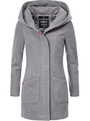 MARIKOO Damen Mantel in Wolloptik Warmer Trenchcoat mit Kapuze Maikoo Grau Gr. XXL von MARIKOO