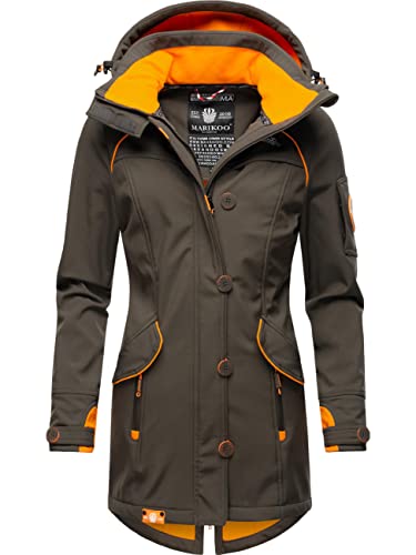 MARIKOO Damen Outdoor Parka Kurzmantel Outdoor Mantel wasserdicht mit Kapuze Soulinaa Anthracite Gr. M von MARIKOO