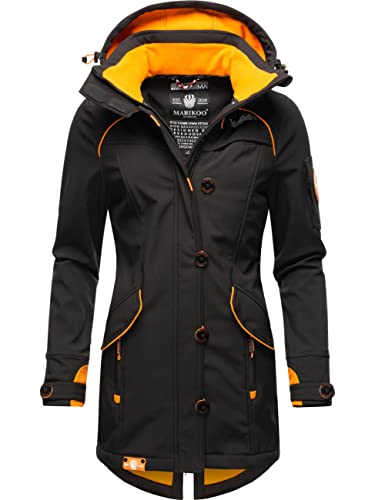 MARIKOO Damen Outdoor Parka Kurzmantel Outdoor Mantel wasserdicht mit Kapuze Soulinaa Black Gr. L von MARIKOO