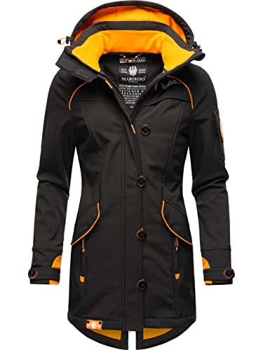 MARIKOO Damen Outdoor Parka Kurzmantel Outdoor Mantel wasserdicht mit Kapuze Soulinaa Black Gr. S von MARIKOO