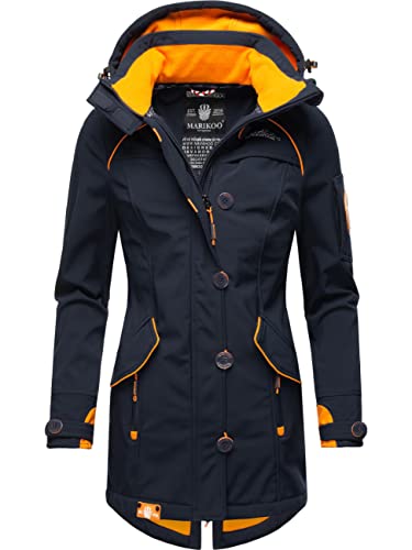 MARIKOO Damen Outdoor Parka Kurzmantel Outdoor Mantel wasserdicht mit Kapuze Soulinaa Navy Gr. XS von MARIKOO