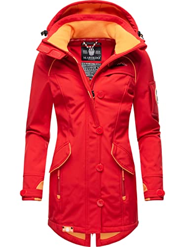 MARIKOO Damen Outdoor Parka Kurzmantel Outdoor Mantel wasserdicht mit Kapuze Soulinaa Red Gr. S von MARIKOO