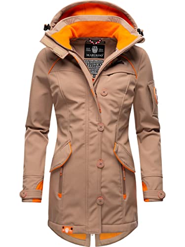 MARIKOO Damen Outdoor Parka Kurzmantel Outdoor Mantel wasserdicht mit Kapuze Soulinaa Taupe Grey Gr. S von MARIKOO