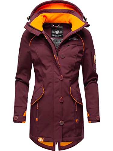 MARIKOO Damen Outdoor Parka Kurzmantel Outdoor Mantel wasserdicht mit Kapuze Soulinaa Wine Gr. S von MARIKOO