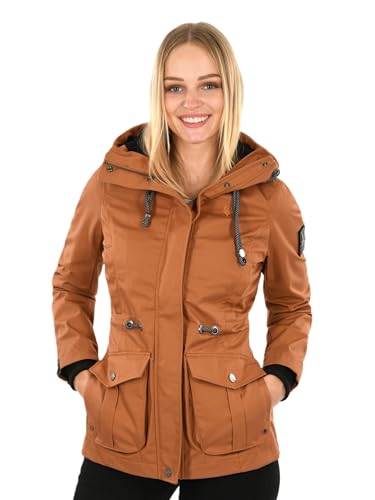 MARIKOO Damen Parka Jacke mit Kapuze Wind- und wasserabweisend leicht gefüttert B931 [B931-Babet-Pri-Cinnamon-Gr.S] von MARIKOO