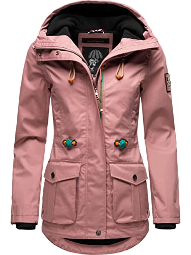 MARIKOO Damen Parka Übergangs-Jacke leicht gefüttert mit Kapuze Babetaa Dark Rose Gr. S von MARIKOO