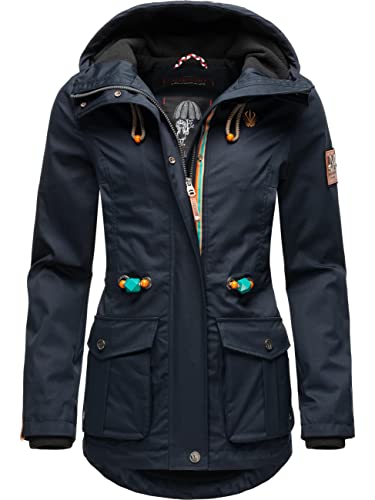 MARIKOO Damen Parka Übergangs-Jacke leicht gefüttert mit Kapuze Babetaa Navy Gr. S von MARIKOO