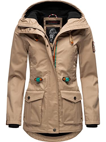 MARIKOO Damen Parka Übergangs-Jacke leicht gefüttert mit Kapuze Babetaa Sand Gr. XS von MARIKOO