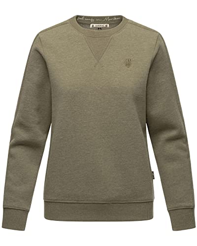 MARIKOO Damen Pullover Sweatshirt Pulli Sweater Rundhals B918[B918 - Dusty Olive Meliert Größe M - Gr. 38] von MARIKOO