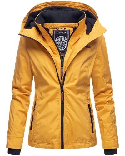 MARIKOO Damen Regen Jacke Outdoor Regenjacke Winterjacke Fleece Gefüttert Kapuze XS - XXL Erdbeere (XS, Gelb) von MARIKOO