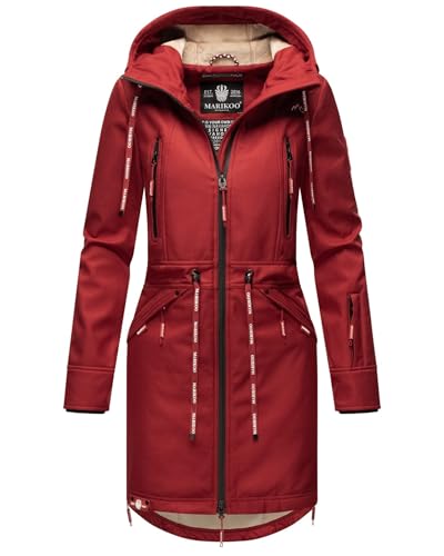 MARIKOO Damen Softshell Jacke Outdoor Funktionsjacke wasserabweisend mit warmen Teddyfleece B886 [B886 - Blood-Red Größe XL - Gr. 42] von MARIKOO