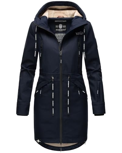 MARIKOO Damen Softshell Jacke Outdoor Funktionsjacke wasserabweisend mit warmen Teddyfleece B886 [B886 - Navy Größe M - Gr. 38] von MARIKOO