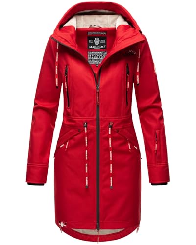 MARIKOO Damen Softshell Jacke Outdoor Funktionsjacke wasserabweisend mit warmen Teddyfleece B886 [B886 - Rot Größe L - Gr. 40] von MARIKOO