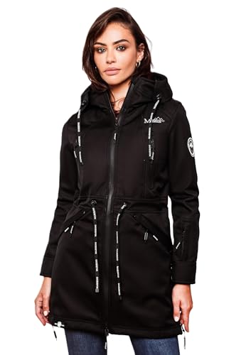 MARIKOO Damen Softshell Jacke Outdoor Funktionsjacke wasserabweisend mit warmen Teddyfleece B886 [B886 - Schwarz Größe XS - Gr. 34] von MARIKOO