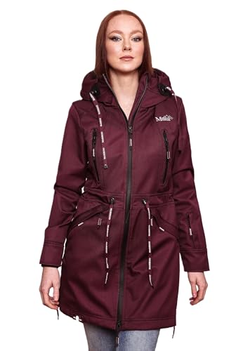 MARIKOO Damen Softshell Jacke Outdoor Funktionsjacke wasserabweisend mit warmen Teddyfleece B886 [B886 - Weinrot Größe L - Gr. 40] von MARIKOO