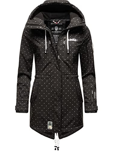 MARIKOO Damen Softshelljacke Parka Übergangsjacke Regenjacke Jacke mit Kapuze Zimtzicke Black Dots Gr. S von MARIKOO
