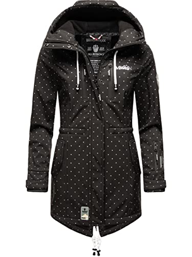 MARIKOO Damen Übergangsjacke Softshellmantel wasserdicht atmungsaktiv mit Kapuze Zimtzicke Black Dots Gr. XS von MARIKOO