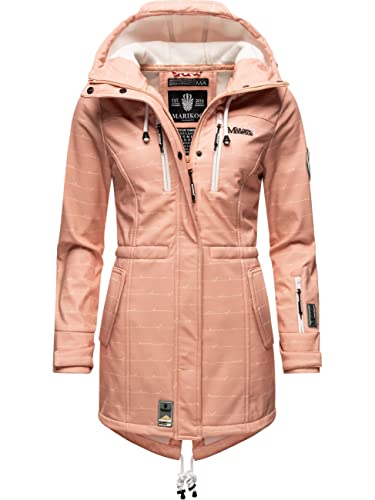 MARIKOO Damen Übergangsjacke Softshellmantel wasserdicht atmungsaktiv mit Kapuze Zimtzicke Rose Lines Gr. XXL von MARIKOO