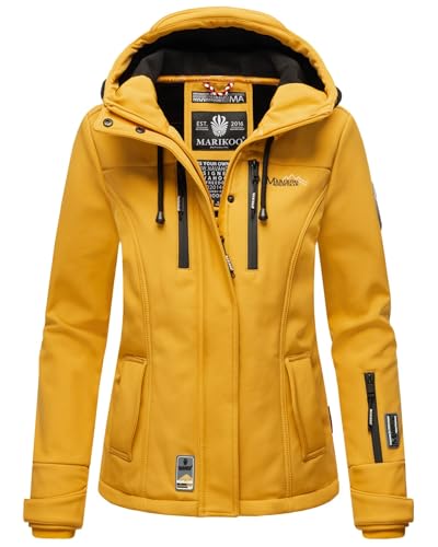 MARIKOO Damen Softshell Jacke Winterjacke wasserabweisend Outdoor B864 [B864-Kl.zicke-A-Yellow-Gr.XL] von MARIKOO