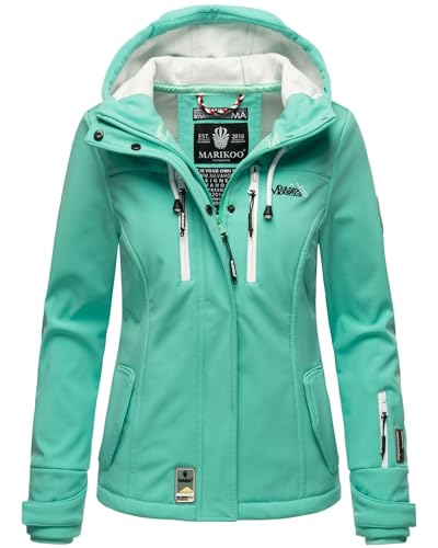 MARIKOO Damen Softshell Jacke Winterjacke wasserabweisend Outdoor B864 [B864-Kl.zicke-Aqua-Gr.-Gr.XXL] von MARIKOO