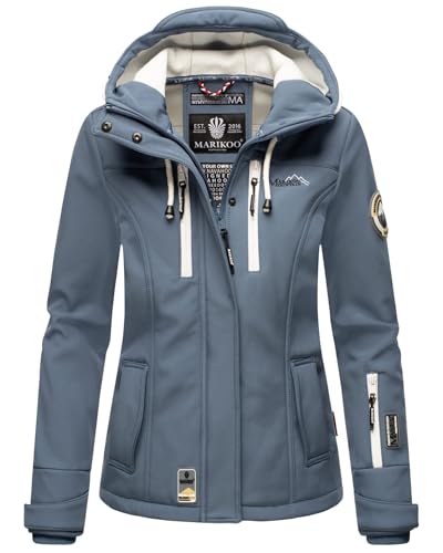 MARIKOO Damen Softshell Jacke Winterjacke wasserabweisend Outdoor B864 [B864-Kl.zicke-Dus-Blue-Gr.S] von MARIKOO