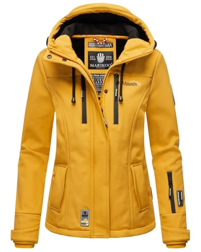 MARIKOO Damen Softshell Jacke Winterjacke wasserabweisend Outdoor B864 [B864-Kl.zicke-A-Yellow-Gr.L] von MARIKOO