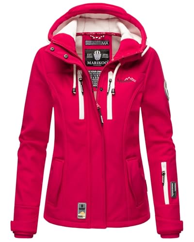 MARIKOO Damen Softshell Jacke Winterjacke wasserabweisend Outdoor B864 [B864-Kl.zicke-Fuchsia-Gr.L] von MARIKOO