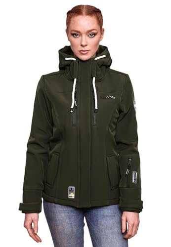 MARIKOO Damen Softshell Jacke Winterjacke wasserabweisend Outdoor B864 [B864-Kl.zicke-Grün-Gr.L] von MARIKOO