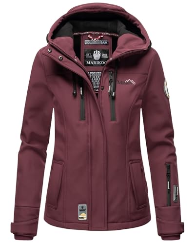 MARIKOO Damen Softshell Jacke Winterjacke wasserabweisend Outdoor B864 [B864-Kl.zicke-Weinrot-Gr.M] von MARIKOO