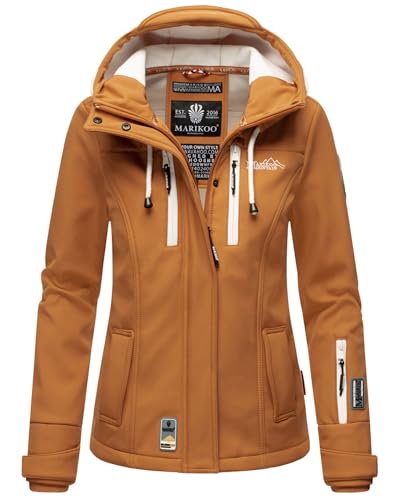 MARIKOO Damen Softshell Jacke Winterjacke wasserabweisend Outdoor B864 [B864-Kl.zicke-Karamel-Gr.XXL] von MARIKOO