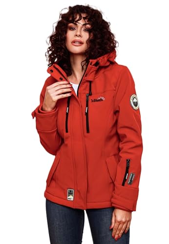 MARIKOO Damen Softshell Jacke Winterjacke wasserabweisend Outdoor B864 [B864-Kl.zicke-Rot-Gr.XXL] von MARIKOO