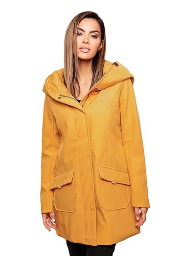 MARIKOO Damen Softshell Jacke Winterjacke wasserabweisend Outdoor lang B856 [B856-Maylee-Amber-Y.-Gr.L] von MARIKOO