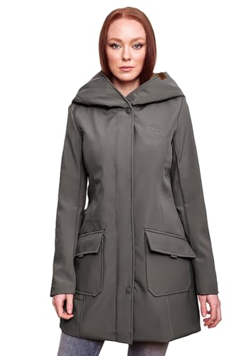 MARIKOO Damen Softshell Jacke Winterjacke wasserabweisend Outdoor lang B856 [B856-Maylee-Anthrazit-Gr.M] von MARIKOO
