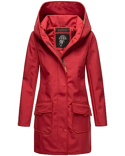 MARIKOO Damen Softshell Jacke Winterjacke wasserabweisend Outdoor lang B856 [B856-Maylee-Dark-Red-Gr.S] von MARIKOO