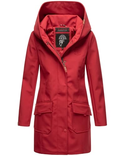 MARIKOO Damen Softshell Jacke Winterjacke wasserabweisend Outdoor lang B856 [B856-Maylee-Dark-Red-Gr.S] von MARIKOO