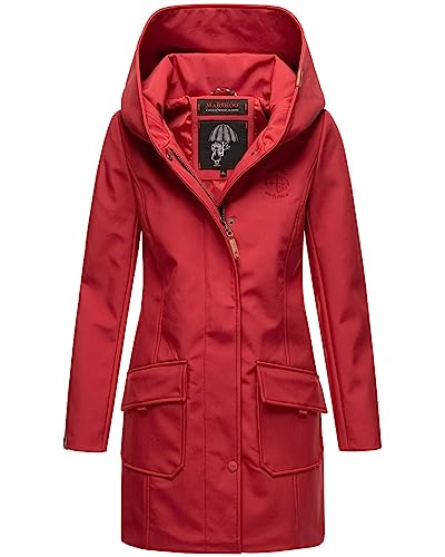 MARIKOO Damen Softshell Jacke Winterjacke wasserabweisend Outdoor lang B856 [B856-Maylee-Dark-Red-Gr.XXL] von MARIKOO