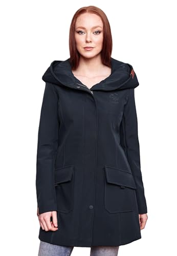 MARIKOO Damen Softshell Jacke Winterjacke wasserabweisend Outdoor lang B856 [B856-Maylee-Navy-Gr.XXL] von MARIKOO