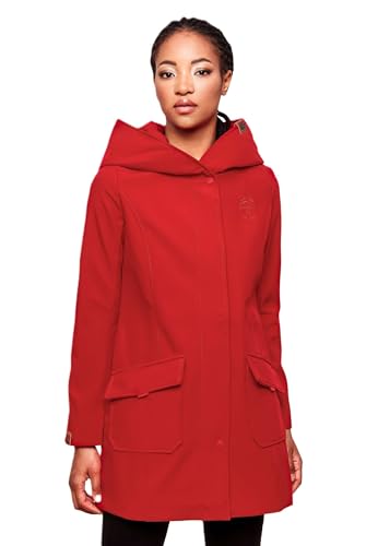 MARIKOO Damen Softshell Jacke Winterjacke wasserabweisend Outdoor lang B856 [B856-Maylee-Rot-Gr.XL] von MARIKOO