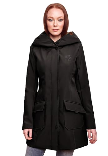MARIKOO Damen Softshell Jacke Winterjacke wasserabweisend Outdoor lang B856 [B856-Maylee-Schwarz-Gr.XXL] von MARIKOO