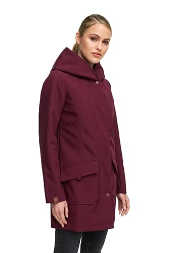 MARIKOO Damen Softshell Jacke Winterjacke wasserabweisend Outdoor lang B856 [B856-Maylee-Wine-Gr.M] von MARIKOO