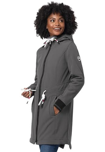 MARIKOO Damen Softshell Mantel mit Kapuze Softshelljacke B964 [B964-Mount-Fur-Anthraz-Gr.L] von MARIKOO